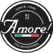 A black and white logo for amore italian kitchen.